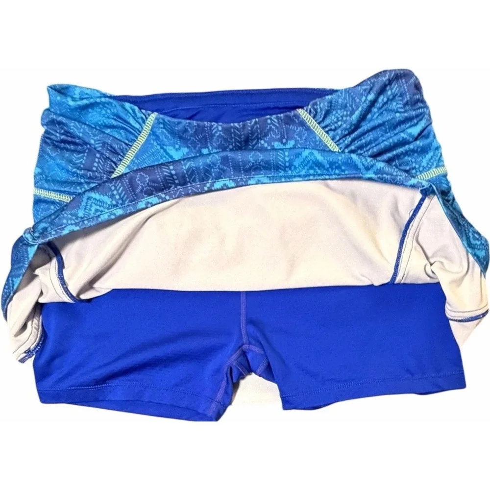 Athleta Blue Geometric Athletic Skort Built In‎ Shorts Medium Tennis Golf